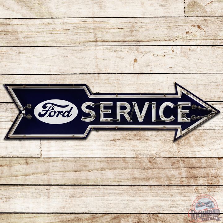 6' Ford DSP Neon Service Arrow Sign w/ Logo - 9