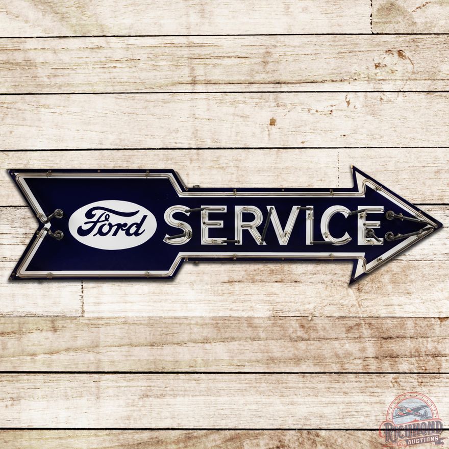 6' Ford DSP Neon Service Arrow Sign w/ Logo - 9