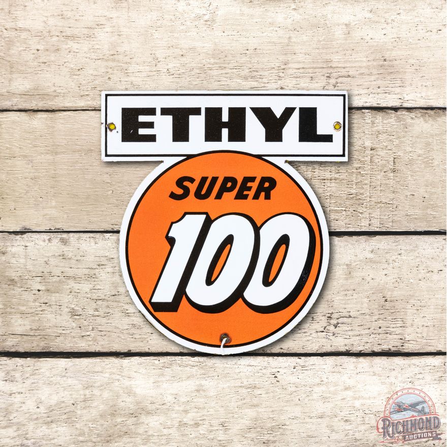 Clark Ethyl Super 100 Porcelain Pump Sign TAC 9