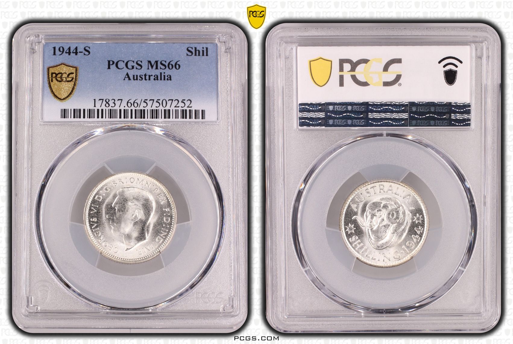 George VI, Shilling, 1944-S, PCGS MS66