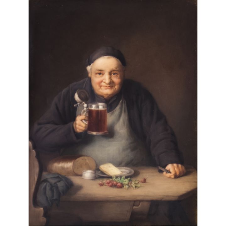 Antique KPM ''A Good Draught'' Porcelain Plaque
