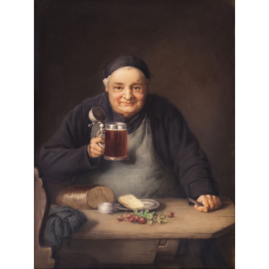 Antique KPM ''A Good Draught'' Porcelain Plaque