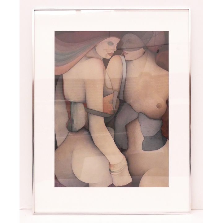 Joan Koinis 'Mirrored Image' Watercolor Painting- 39x30" framed