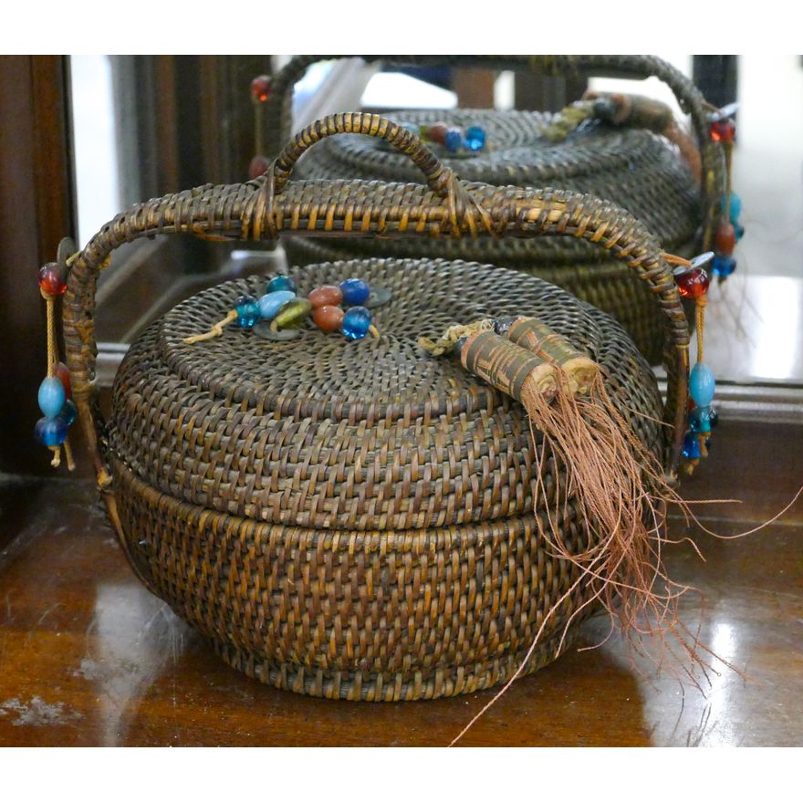 Old Chinese Handled Hope Basket 9''