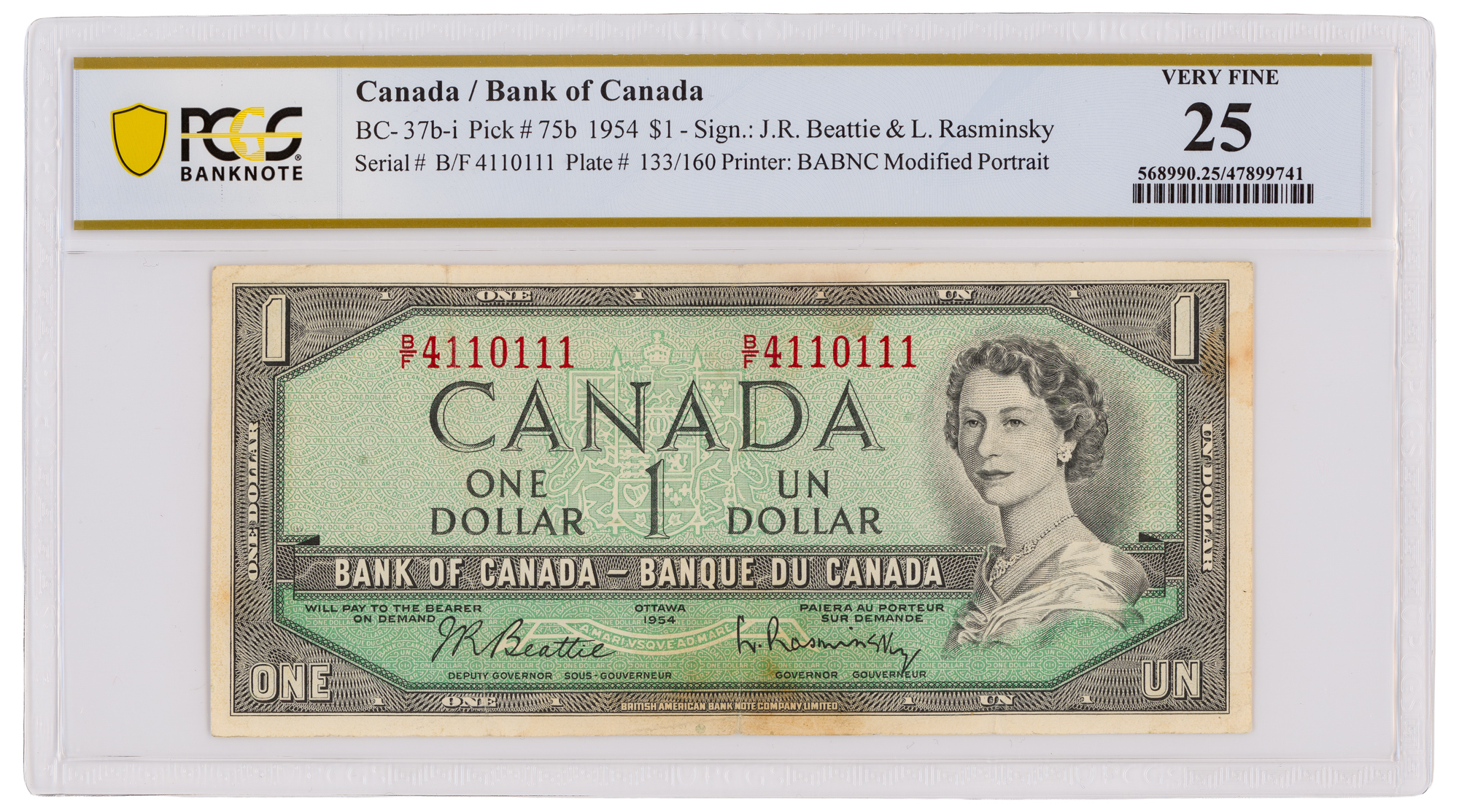 Canada, One Dollar, 1954, PCGS Very Fine 25
