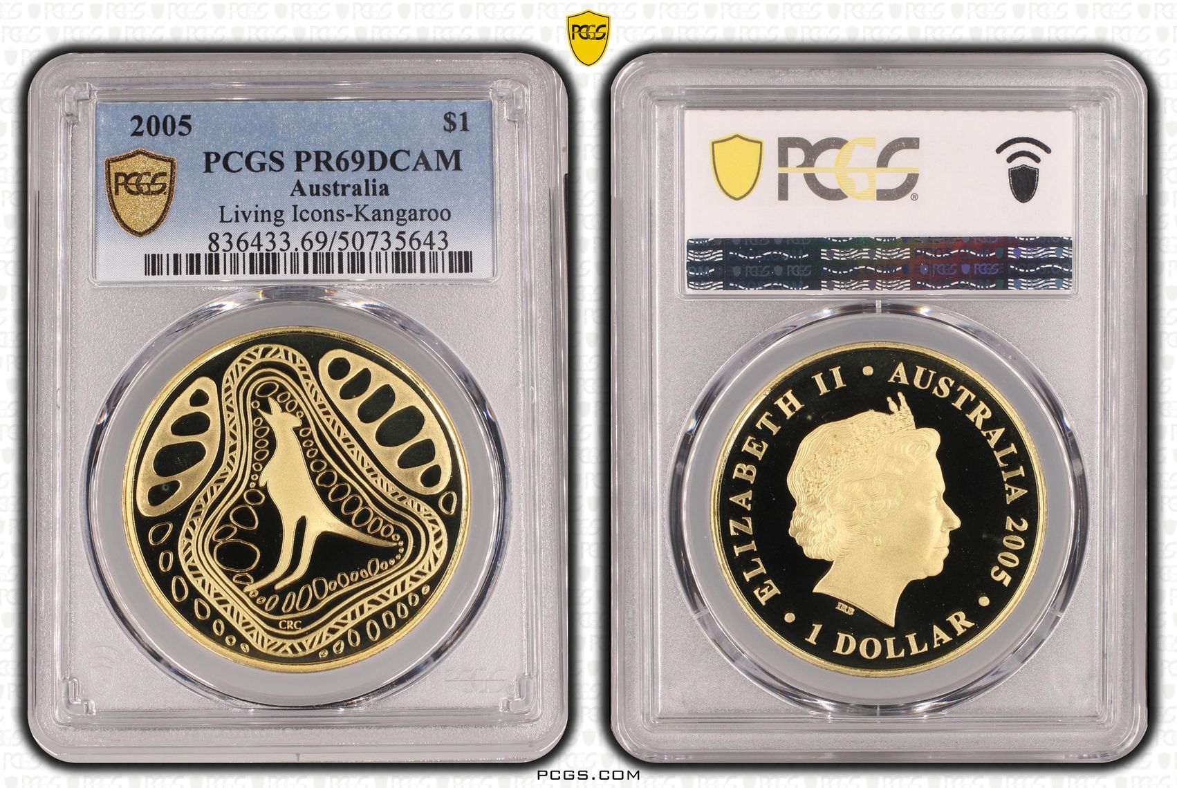 Living Icons-Kangaroo , One Dollar, 2005, PCGS PR69DCAM