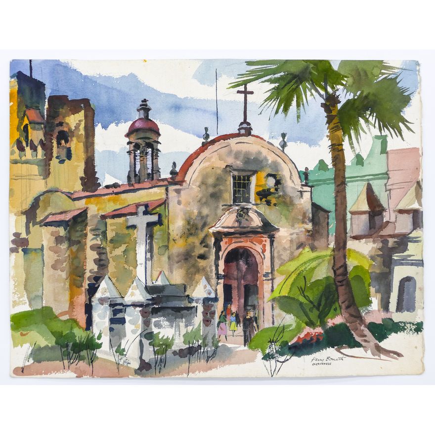 Harry Bonath ''Cuernavaca'' Signed Watercolor on Arches 20''x26''