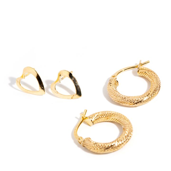 Two Pairs of 9 Carat Gold Earrings