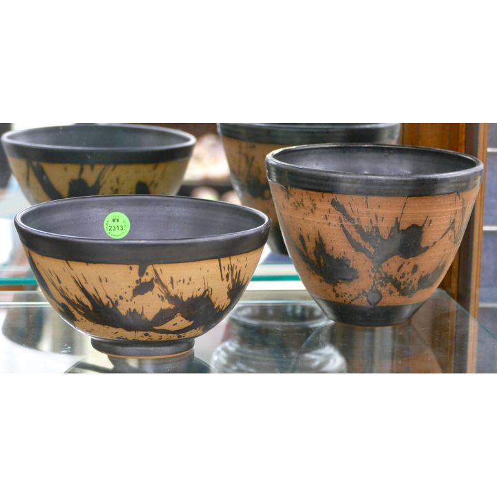 2pc Louis Mideke Splash Ceramic Bowls 6'' to 7''