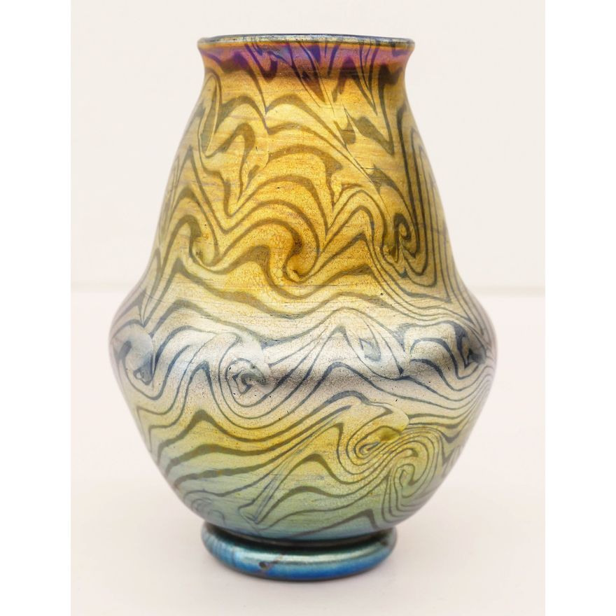 L.C. Tiffany Favrile Blue Damascene Vase