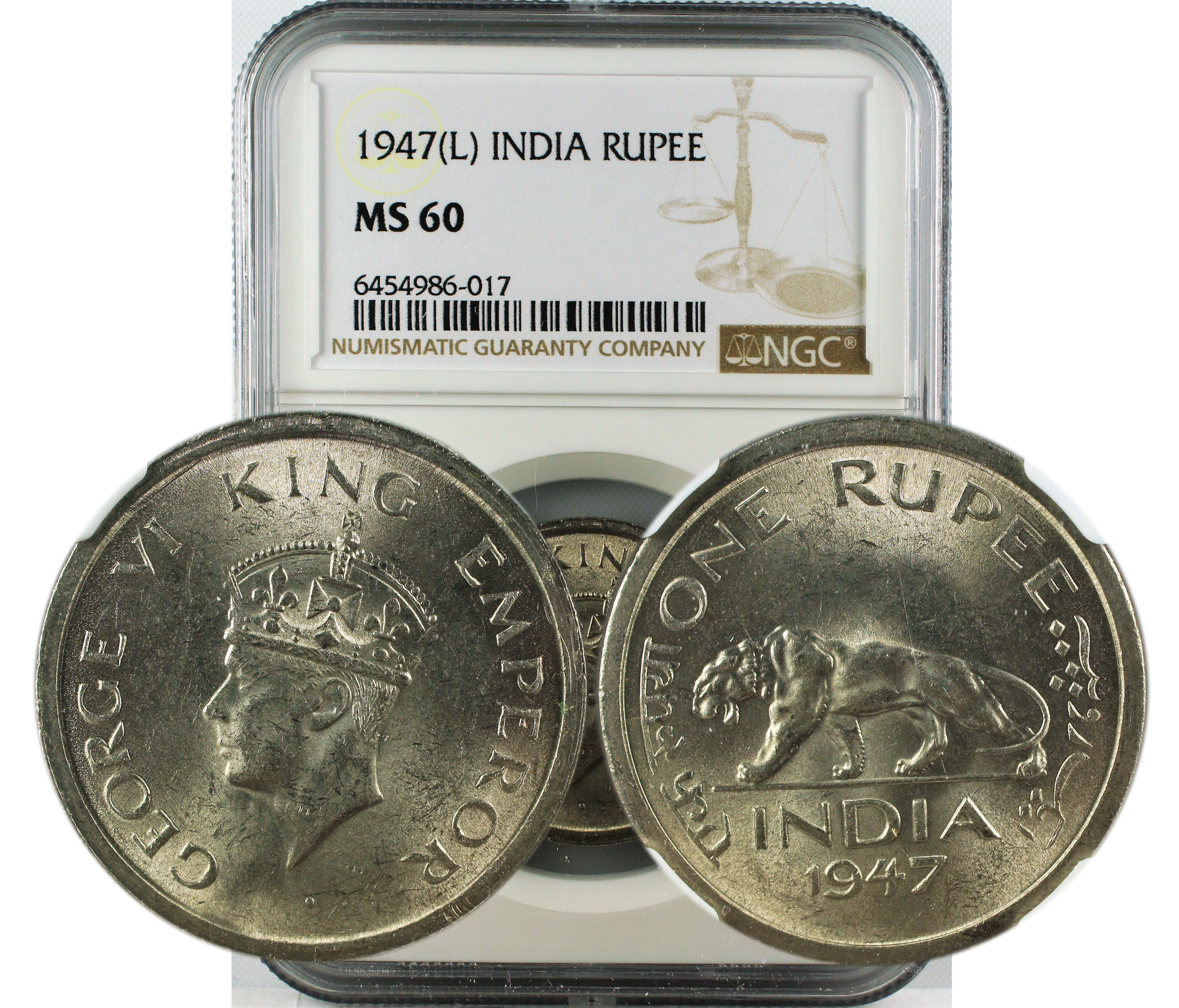1947 L INDIA RUPEE MS60