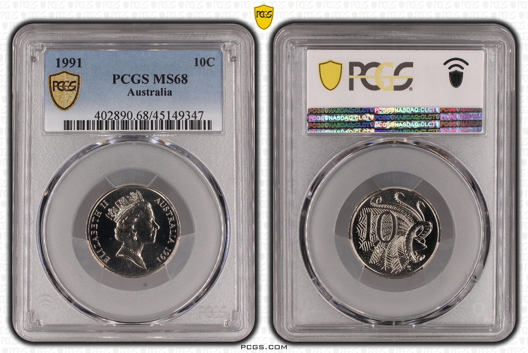 1991 Australia Ten Cent, 10c PCGS - MS68 -347