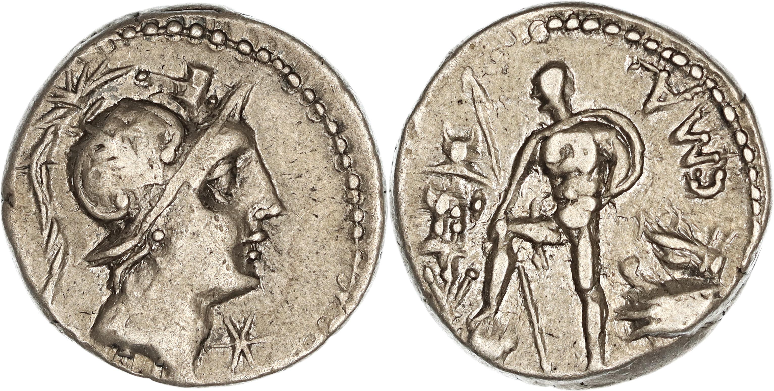 Roman Republic, C. Publicius Malleolus, Silver Denarius, 96 BC, nVF