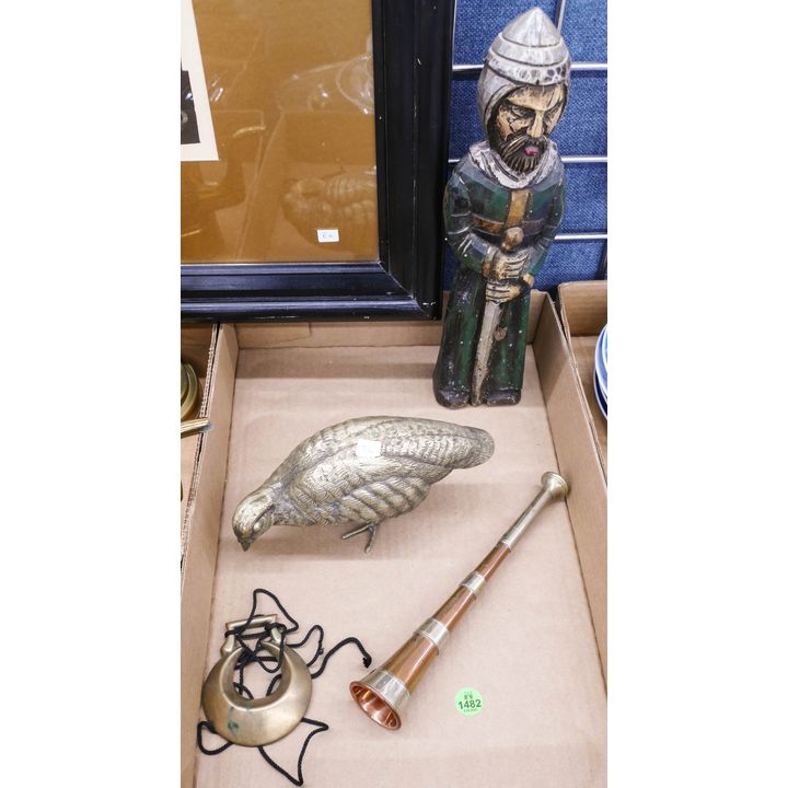 Box Small Brass Horn & Figurines