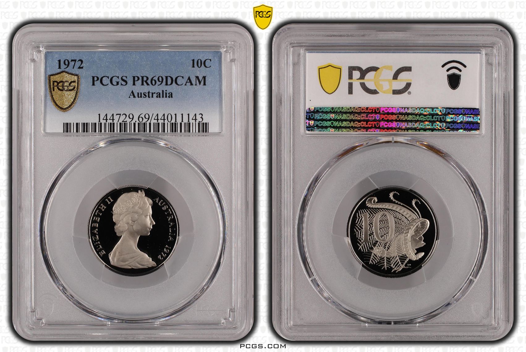Ten Cent, 1972, Pcgs Pr69dcam