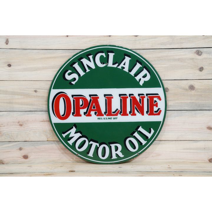 24" Sinclair Opaline Motor Oil Double Sided Porcelain Sign TAC 9 & 8.75