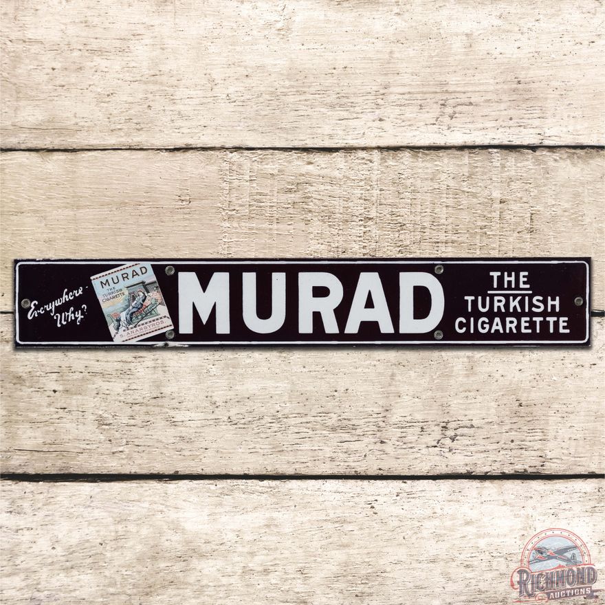 Murad "Everywhere Why?" The Turkish Cigarette SS Porcelain Sign w/ Pack