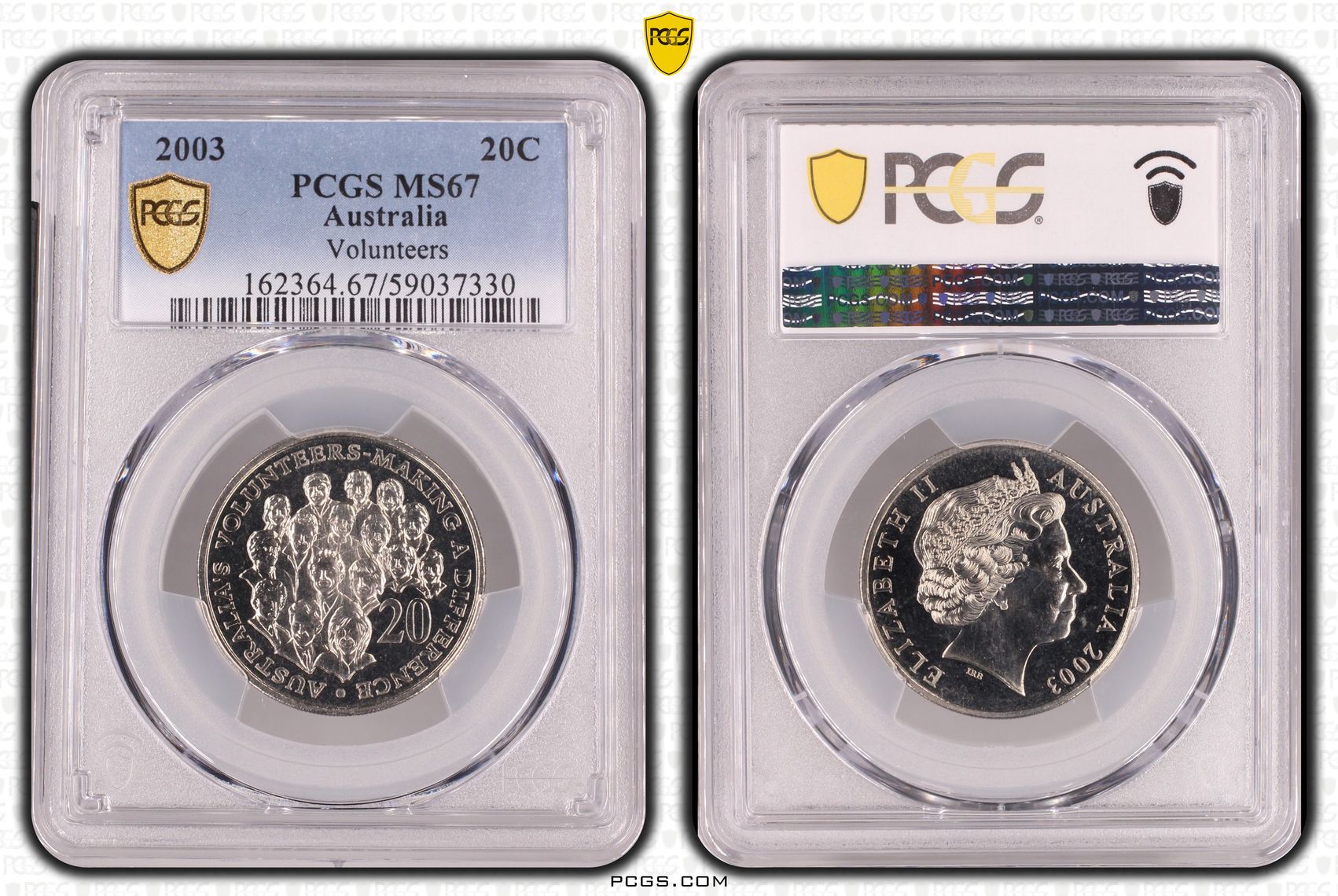 Volunteers, Twenty Cent, 2003, PCGS MS67