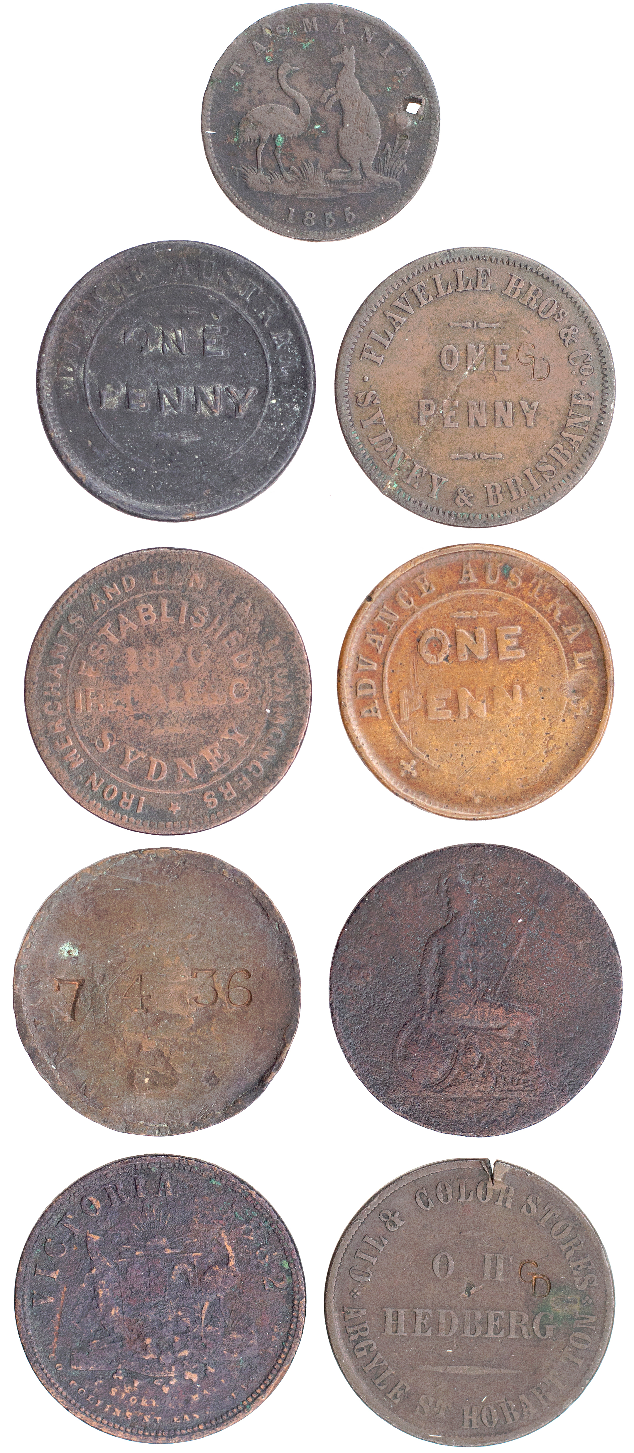 Australian Token Group, 1855 - 1860, VG - Fine