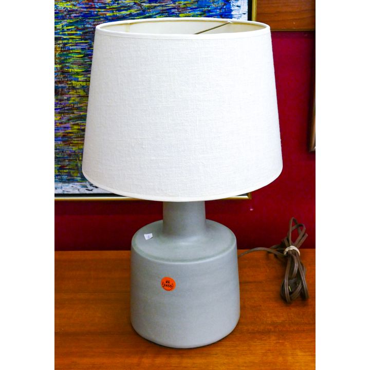 Martz Mid Century Greenish Grey Pottery Table Lamp 16''