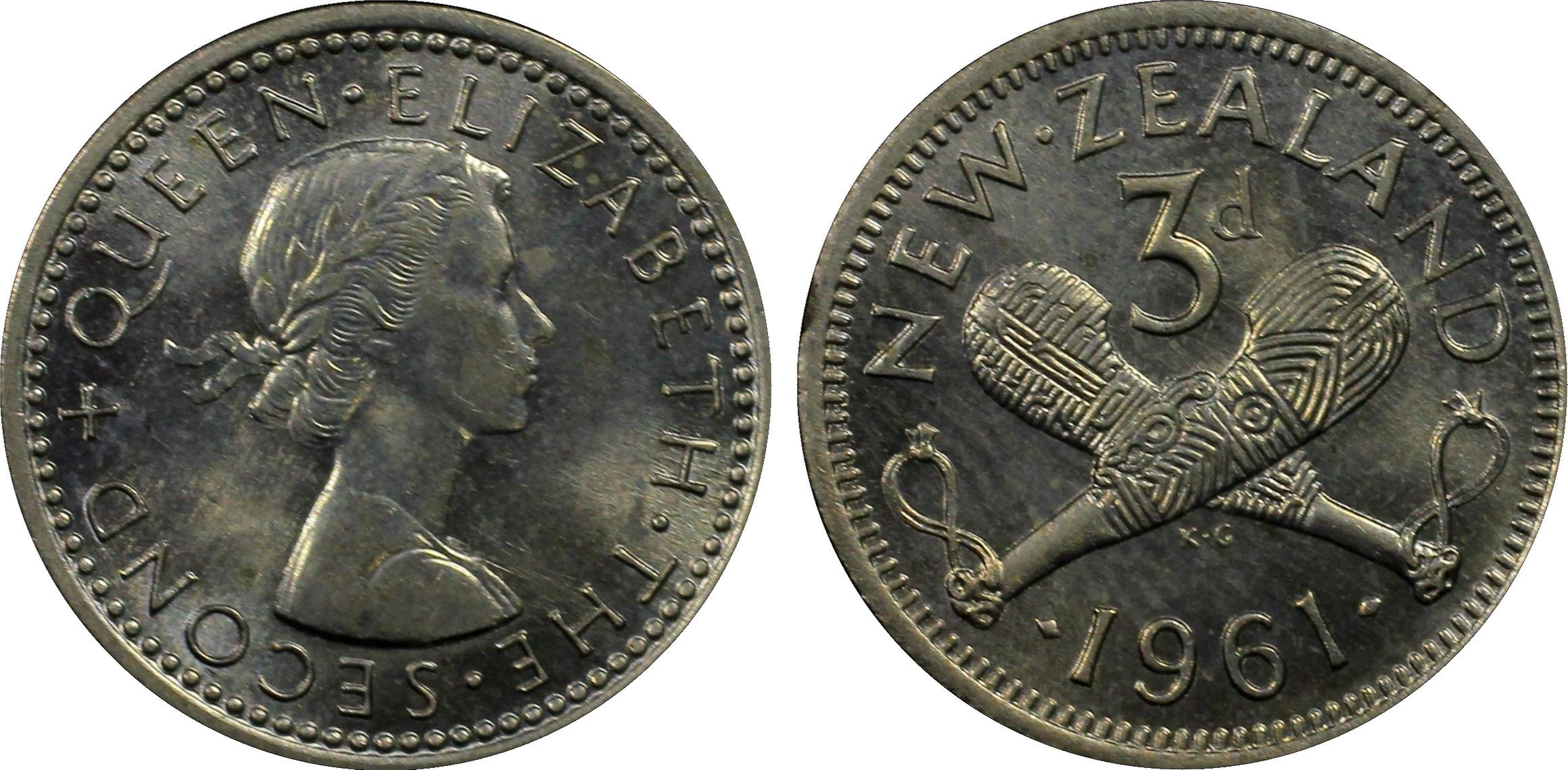 New Zealand, Threepence, 1961, PCGS - MS65
