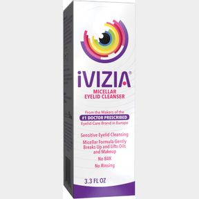 IVIZIA MICELLAR EYELID CLEANSER FOR SENSITIVE EYELID CLEANSING, BAK-PRESERVATIVE-FREE, RINSE-FREE, GENTLY REMOVES MAKEUP, 3.3FL OZ