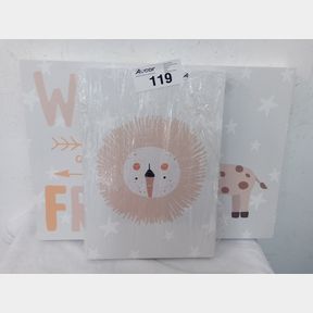 CANVAS NURSERY WALL ART- WILD AND FREE - SET OF 3 X A3 SIZE PRINTS ON READY-TO-HANG FRAME