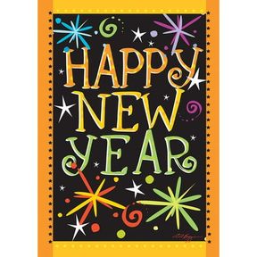 28" X 40" TOLAND HOME GARDEN HAPPY NEW YEAR PARTY NEW YEAR FLAG DOUBLE SIDED 28X40 INCH