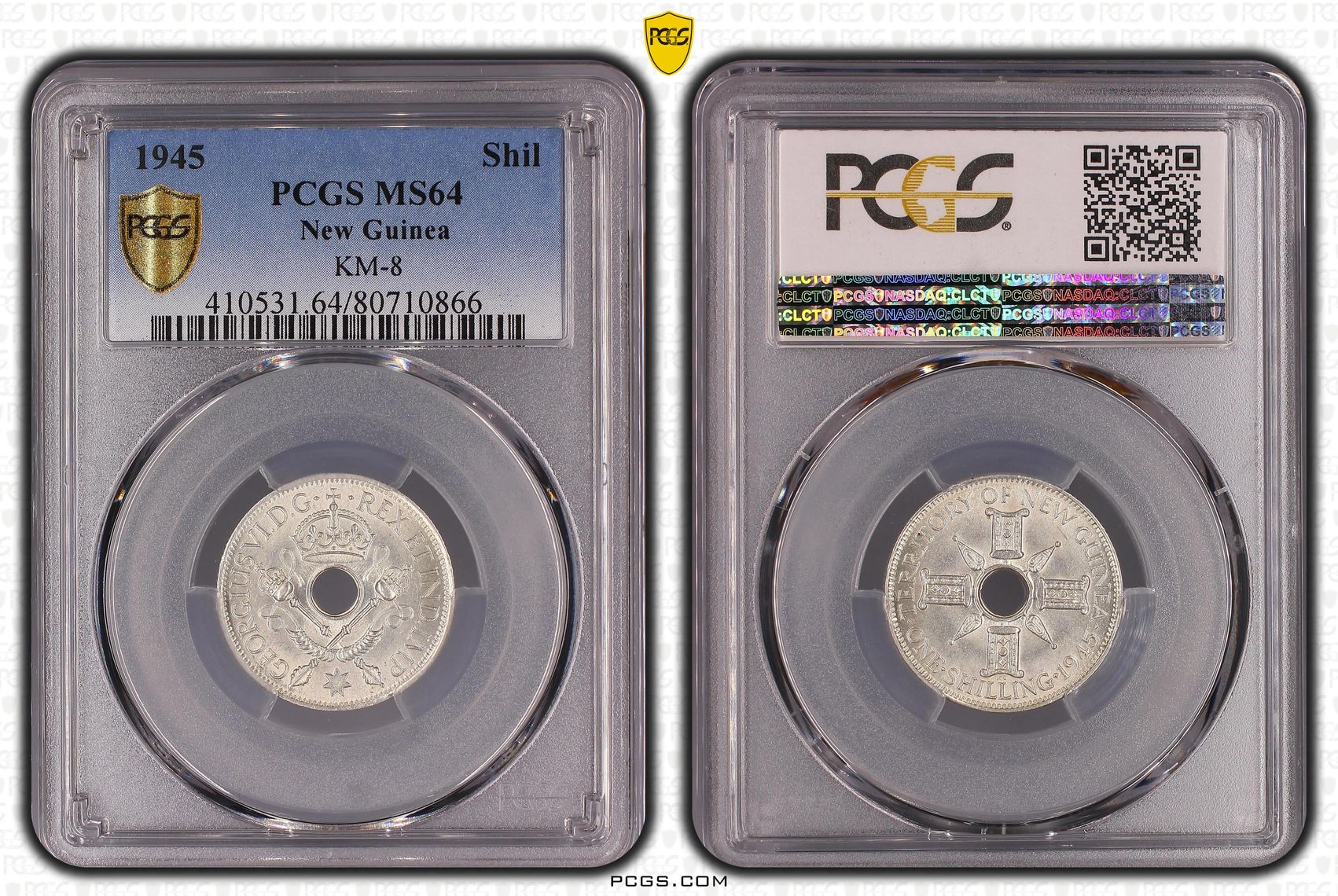 New Guinea, Shilling, 1945, PCGS MS64