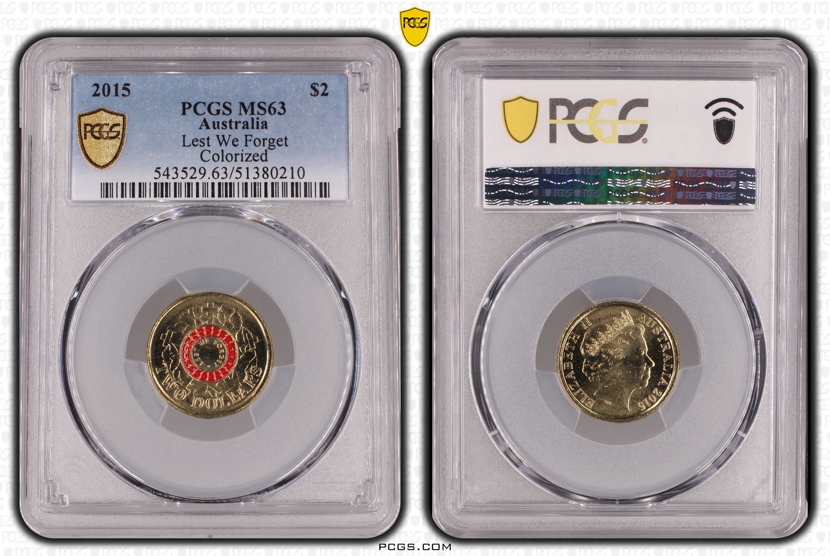 Lest We Forget Colorized, Two Dollar, 2015, PCGS MS63