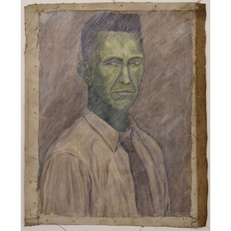 Arthur Runquist ''Green Man'' 1930's Oil on Canvas 16''x12'' Image