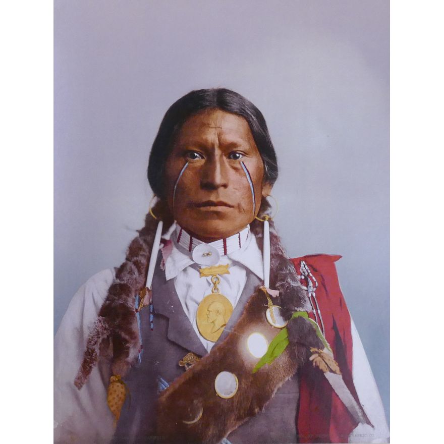 Apache Chief James A. Garfield Antique Lithograph, 1900