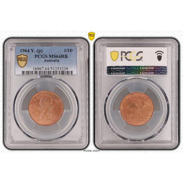 Elizabeth II, Half Penny, 1964, PCGS MS64RB