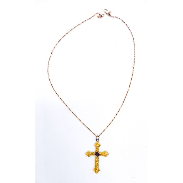 Old 10k/14k Crucifix Pendant Necklace 16'' - 5.2 Grams