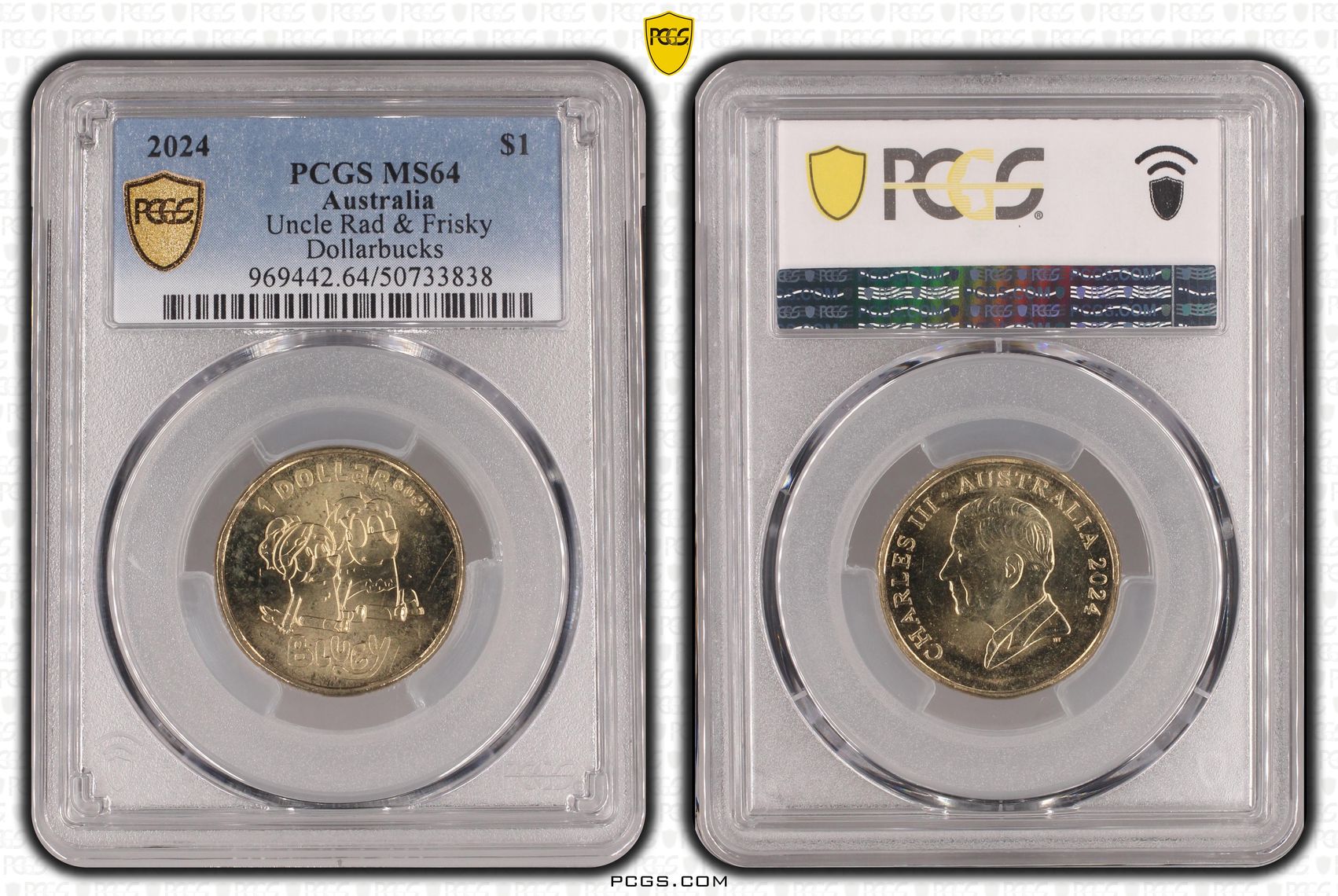 Uncle Rad & Frisky - Dollarbucks , One Dollar, 2024, PCGS MS64