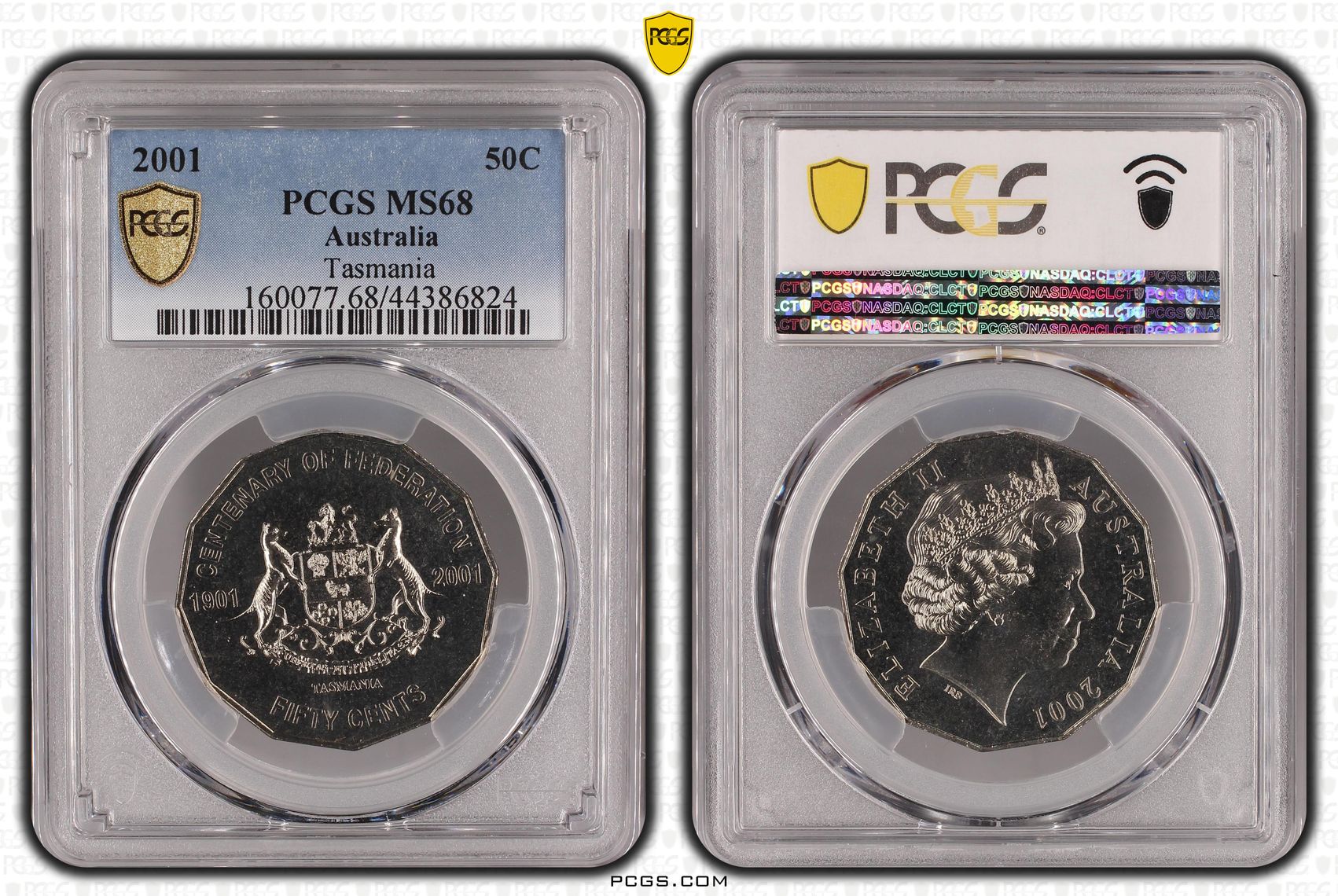 2001 Australia Fifty Cent, 50c Tasmania PCGS - MS68 POP 10/0 -824