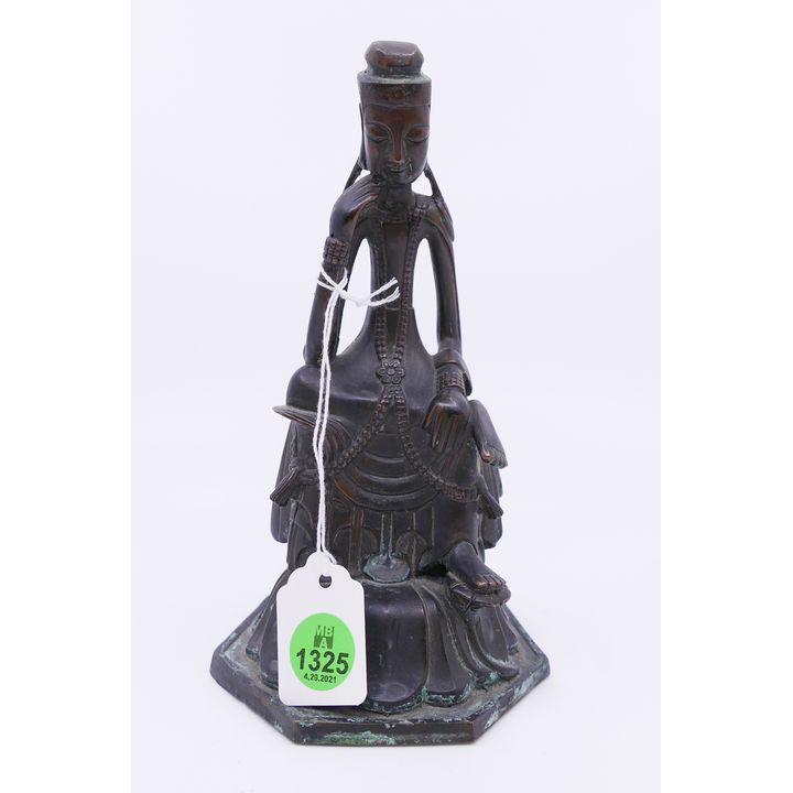 Old Indian Seated Copper Clad Buddha- 7''