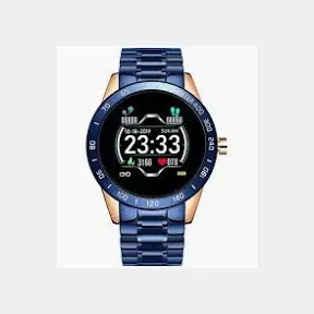Luxury Steel Band Health Monitor Smart Watch Blue / Gold | DEFECTIVE / WATER JUG CRACKED