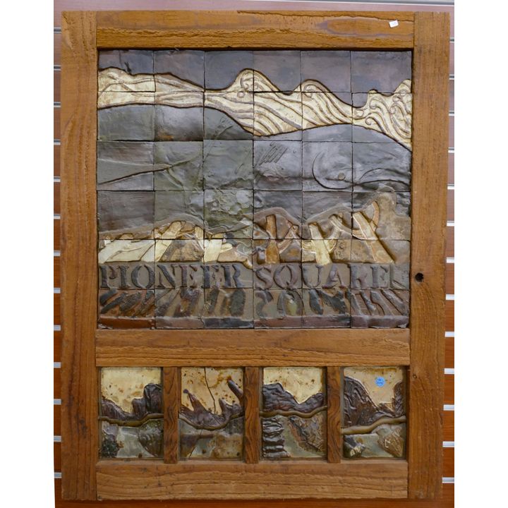 Jack Ferrell ''Pioneer Square'' Studio Pottery Plaque Framed