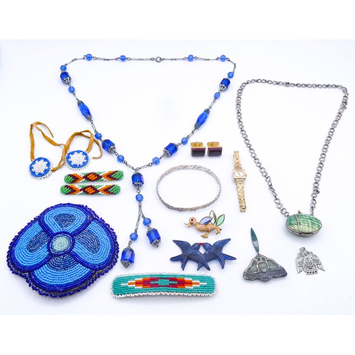 Box Vintage Costume Jewelry & Indian Beadwork