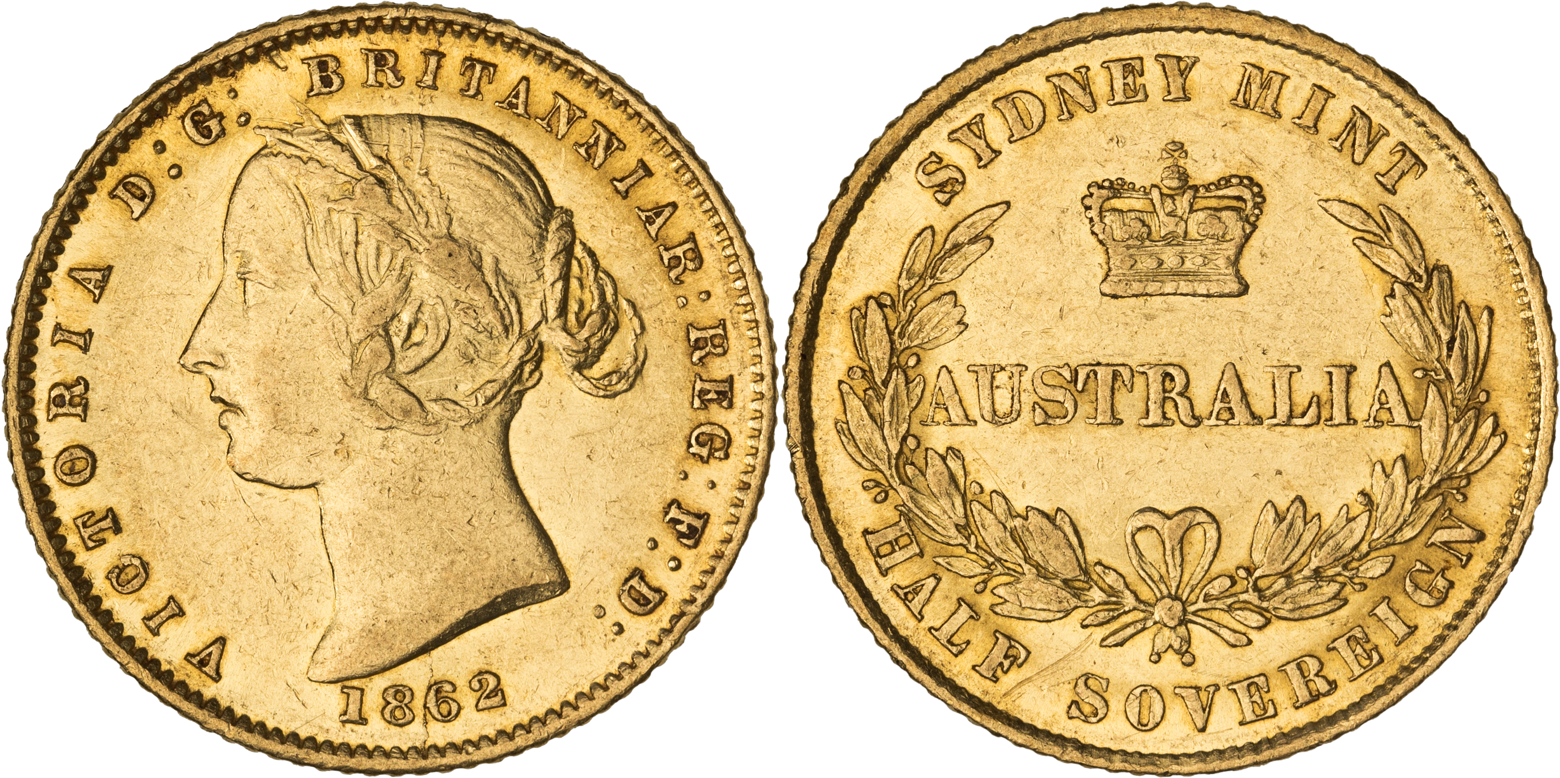 Victoria, Sydney Mint, Half Sovereign, 1862, PCGS AU53