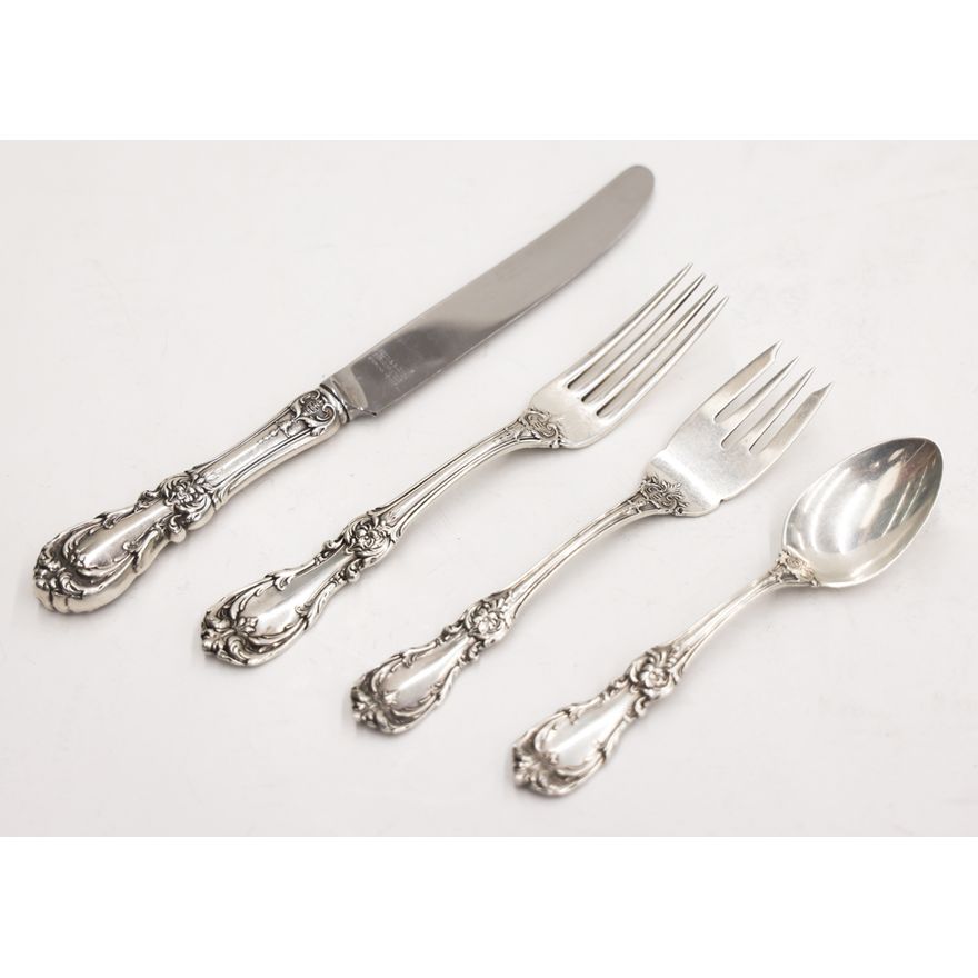 43pc Reed & Barton Burgundy Sterling Flatware Service