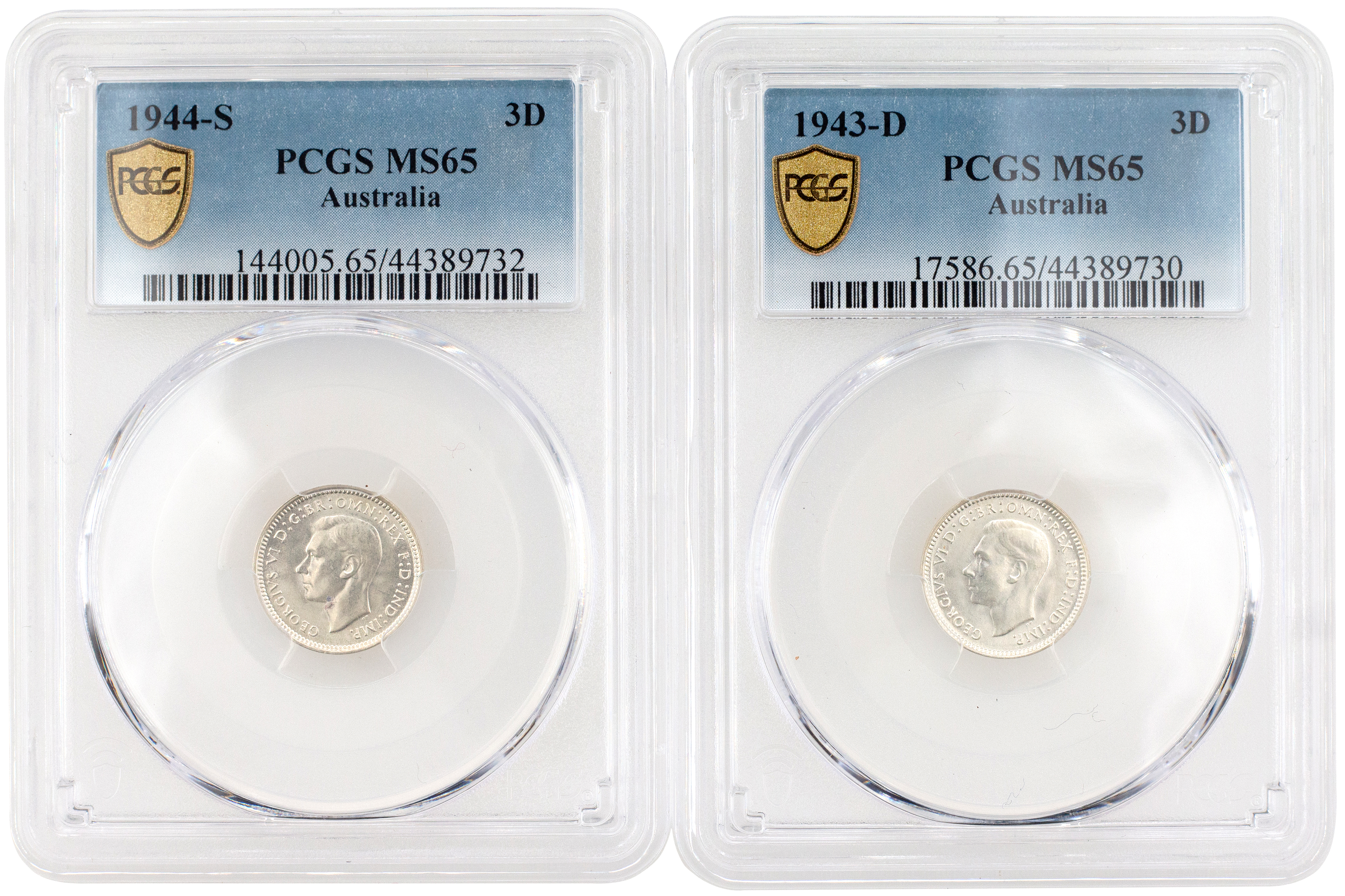George VI, Threepence, 1944-S, PCGS MS 65