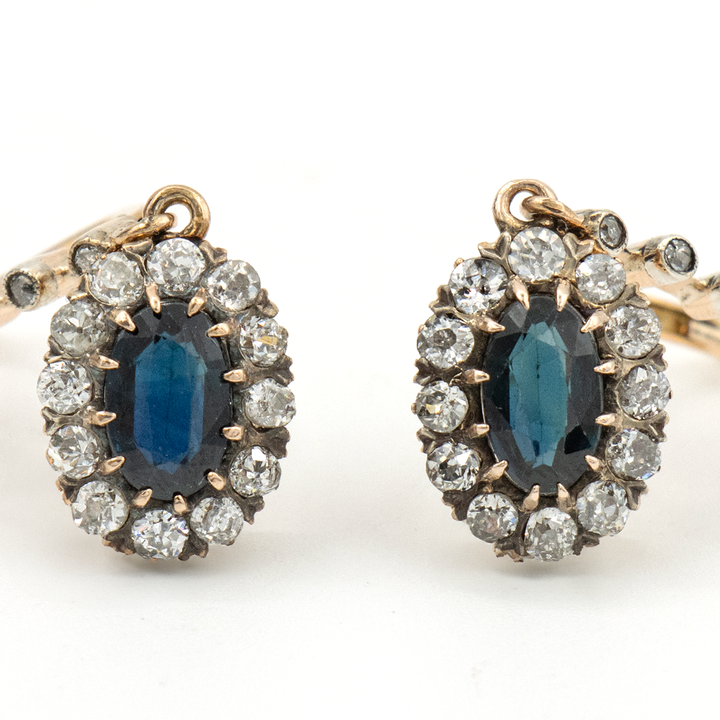 Aretes de zafiros con diamantes