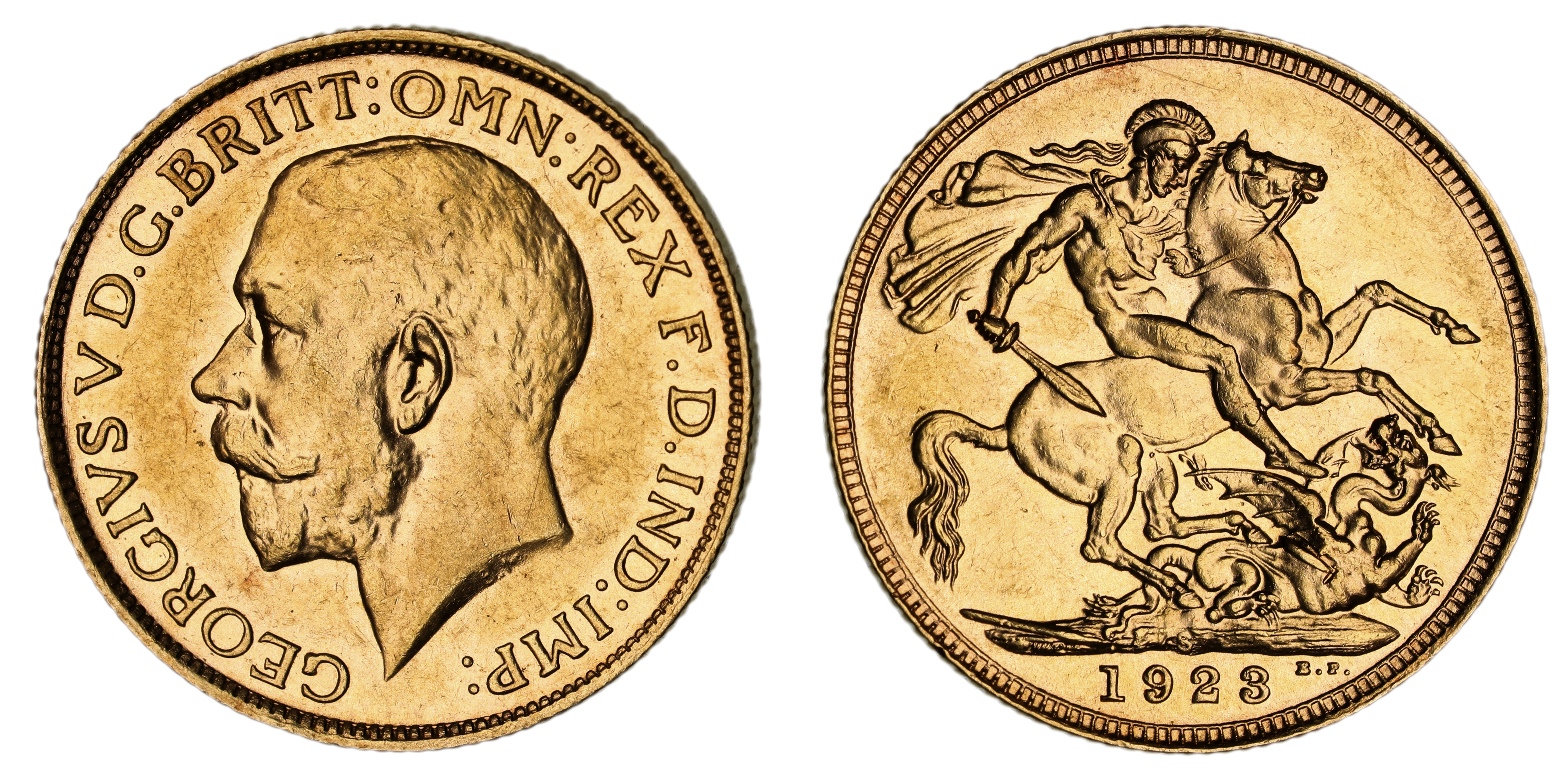 George V, St. George - Sydney Mint, Sovereign, 1923, aUNC - UNC