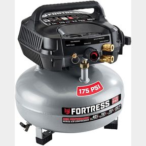 FORTRESS 6 GALLON 175 PSI AIR COMPRESSOR HIGH PERFORMANCE 40PERCENT MORE RUNTIME