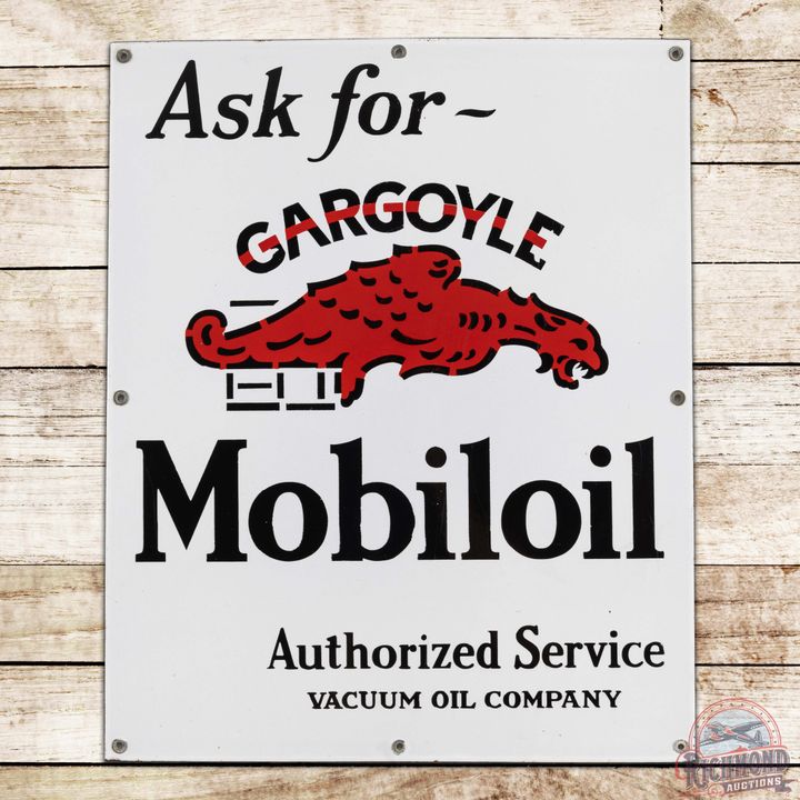 Exceptional Ask for Gargoyle Mobiloil Authorized Service Single Sided Porcelain Sign
