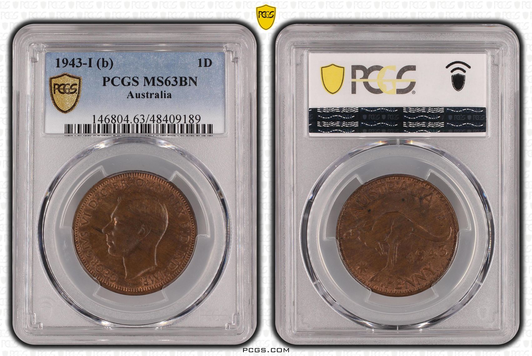 George VI, Penny, 1943-I, PCGS MS63BN
