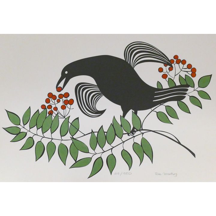 Rie Munoz ''Crow in a Mountain Ash Tree'' 1978 Signed Print 14.75'' x 21.75'' Sheet.