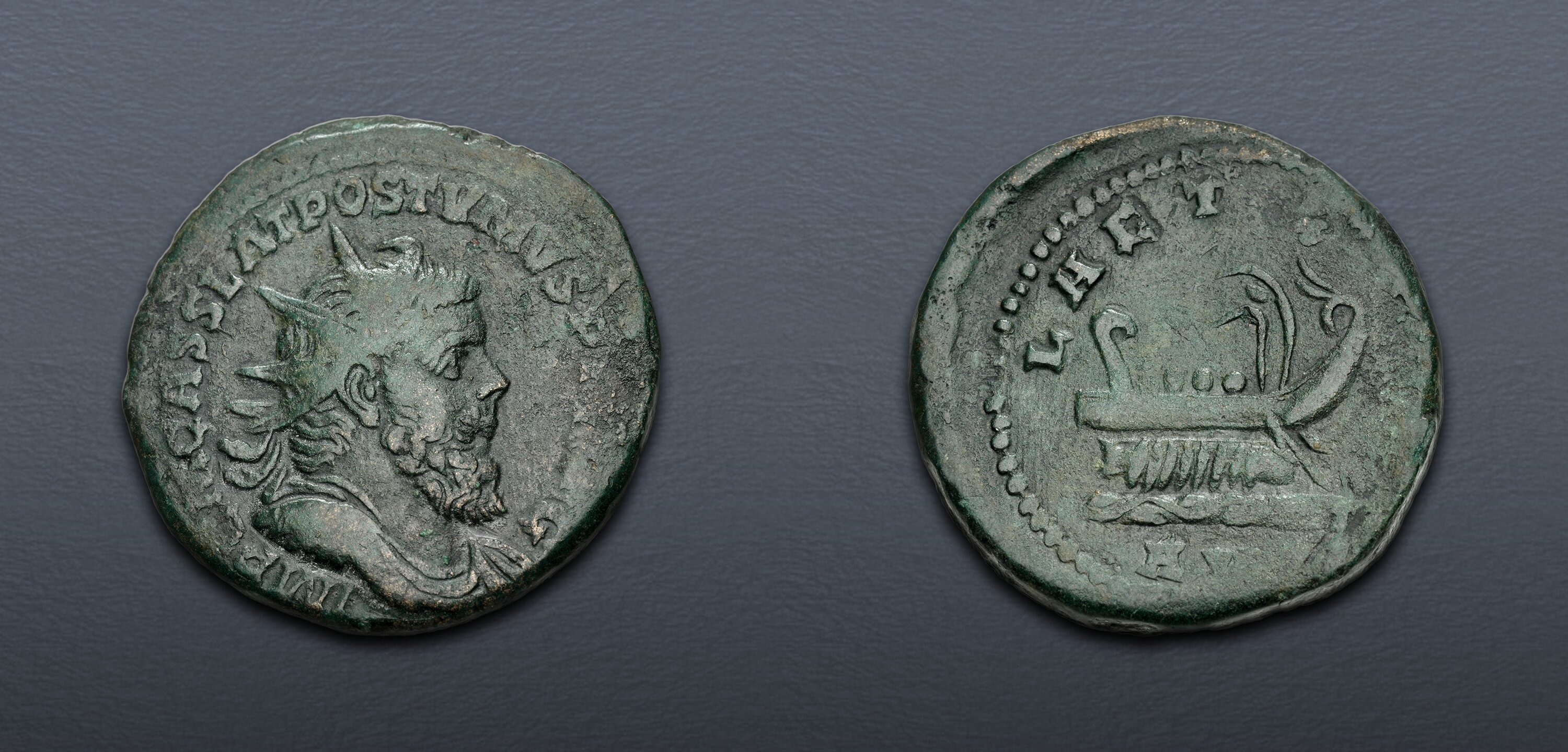Postumus. Romano-Gallic Emperor, AD 260-269. Æ Double Sestertius (33mm ...